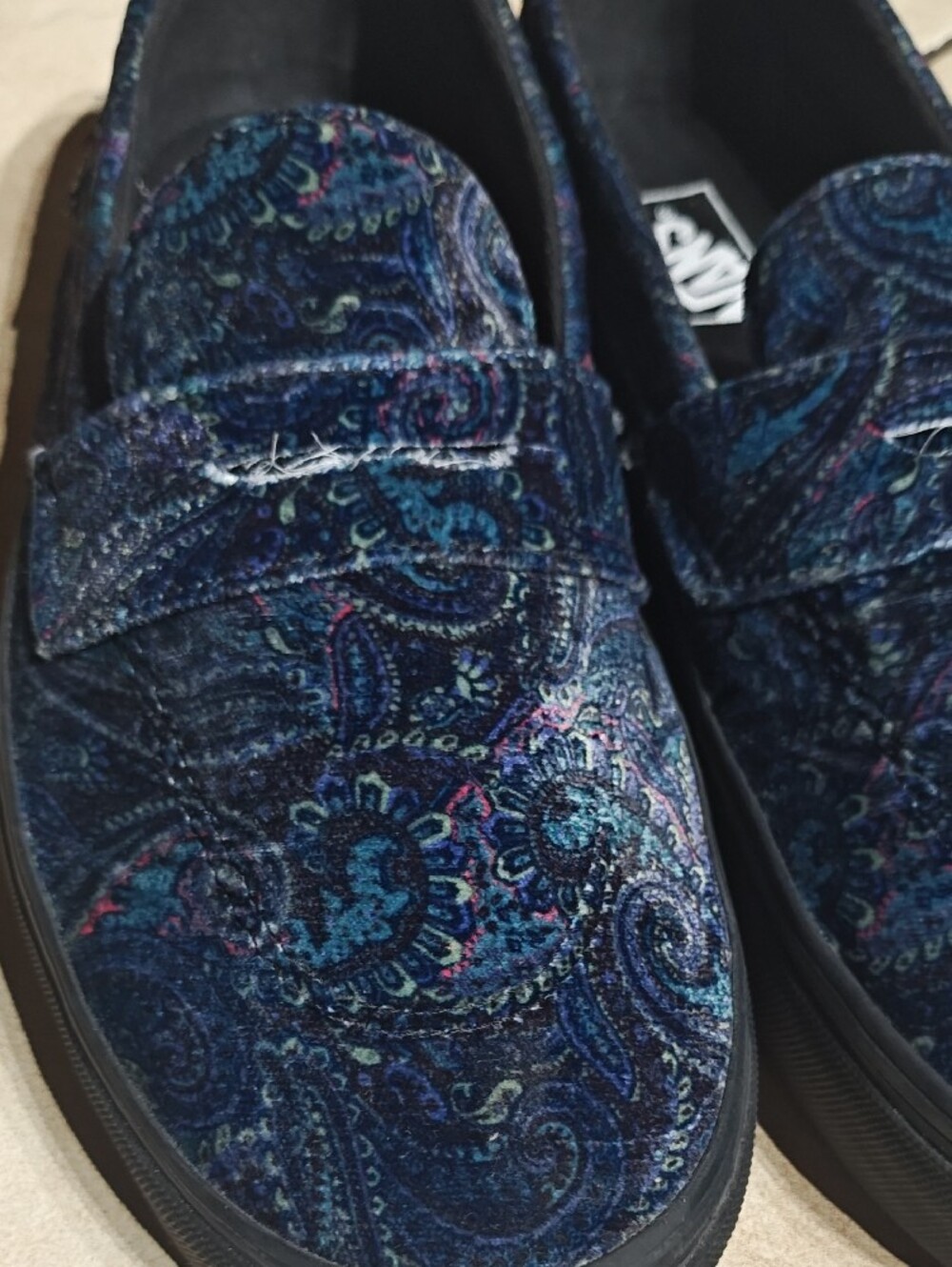 Vans Men’s Navy Paisley Slip-On Loafers - Picture 7 of 7